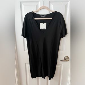 Zara V Neck T-shirt Dress Black Sz Small NWT